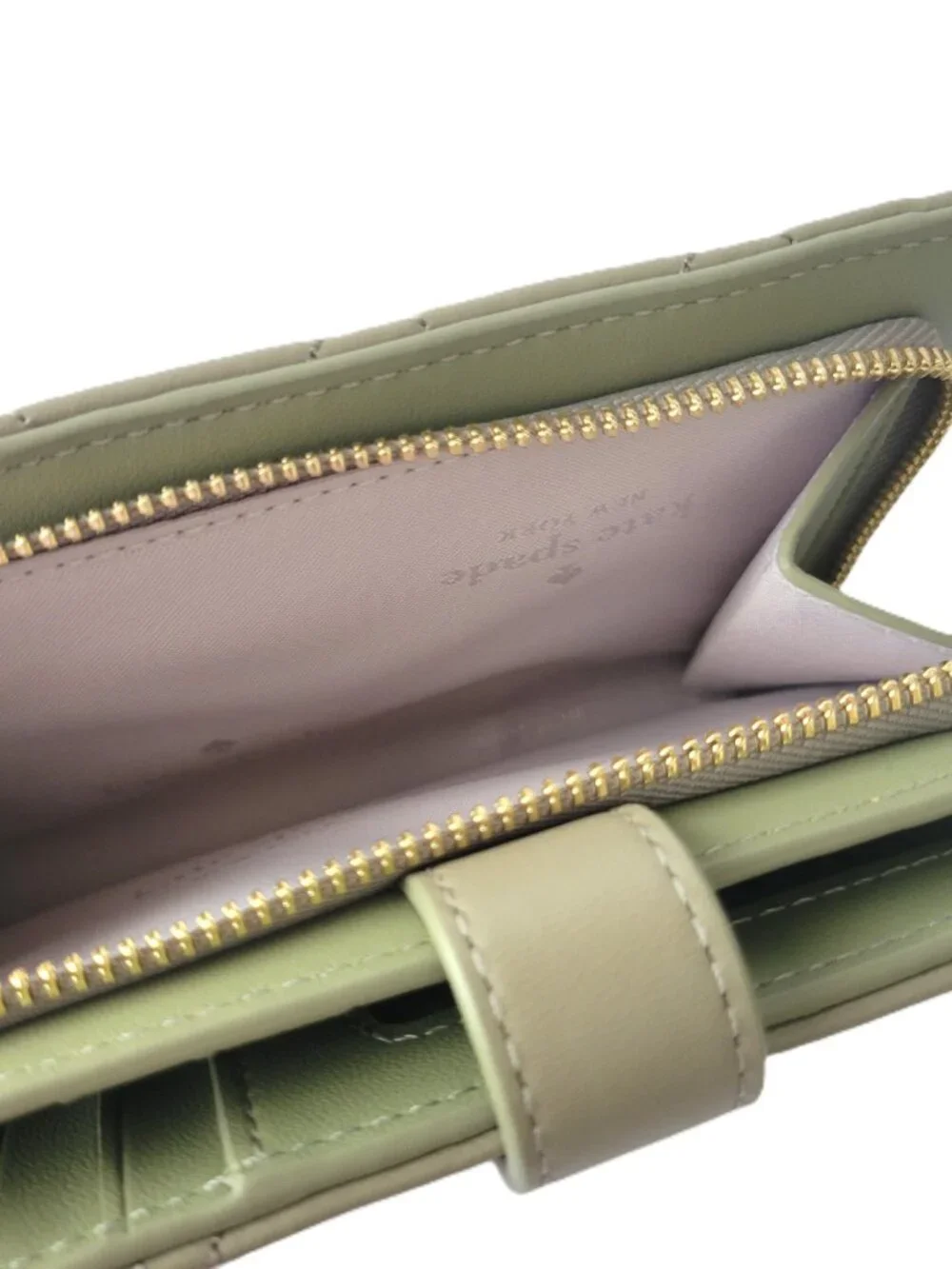 Kate Spade KN755 Smooth Quilted Leather Medium Bifold Wallet Elm